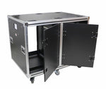 ProX 24" Deep Vertical Rack-to-Rack Shock Mount Case, 2 x 16U, with 2 Sliding Slam Doors and 6" x 4" Caster Wheels