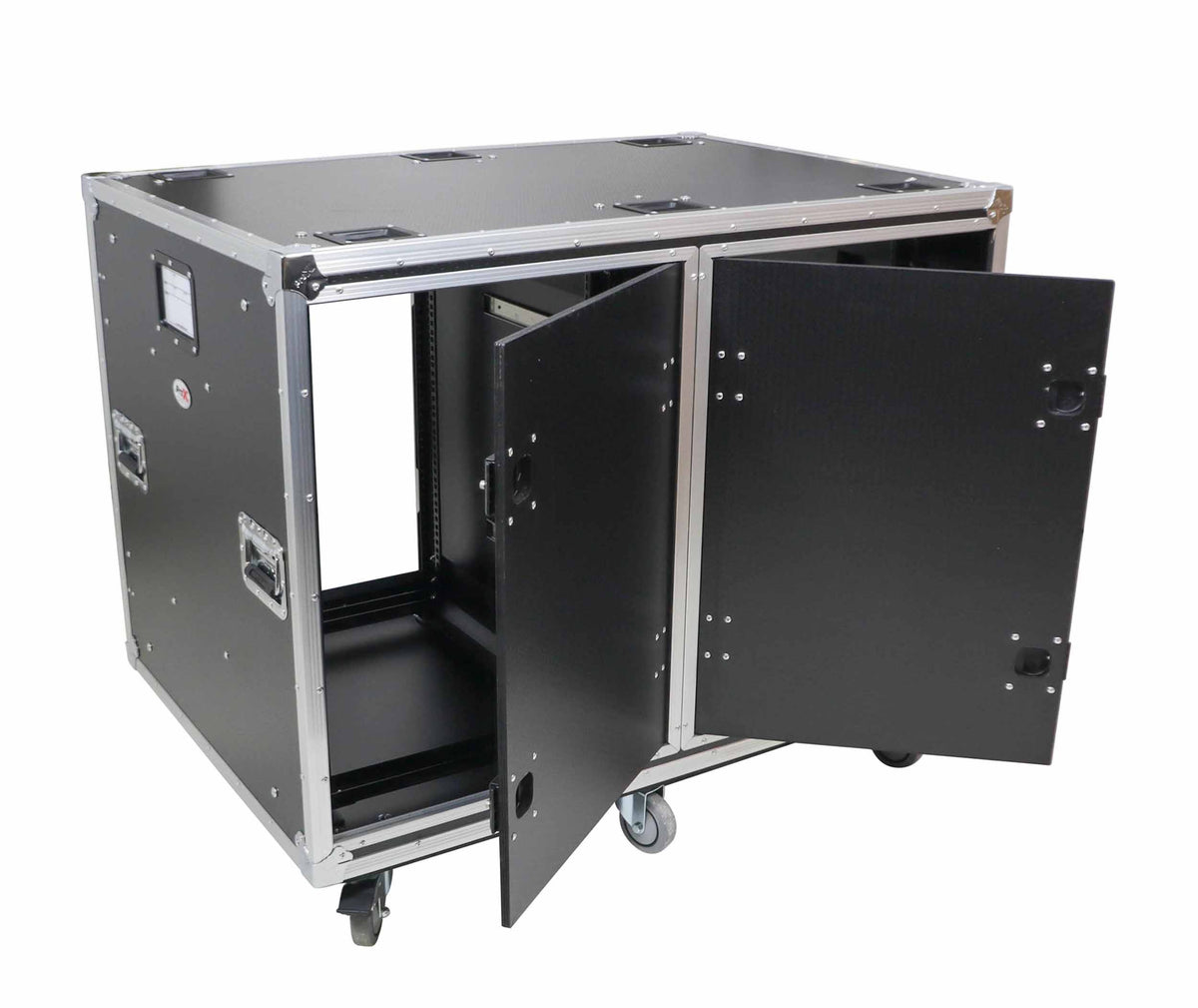 ProX 24" Deep Vertical Rack-to-Rack Shock Mount Case, 2 x 16U, with 2 Sliding Slam Doors and 6" x 4" Caster Wheels