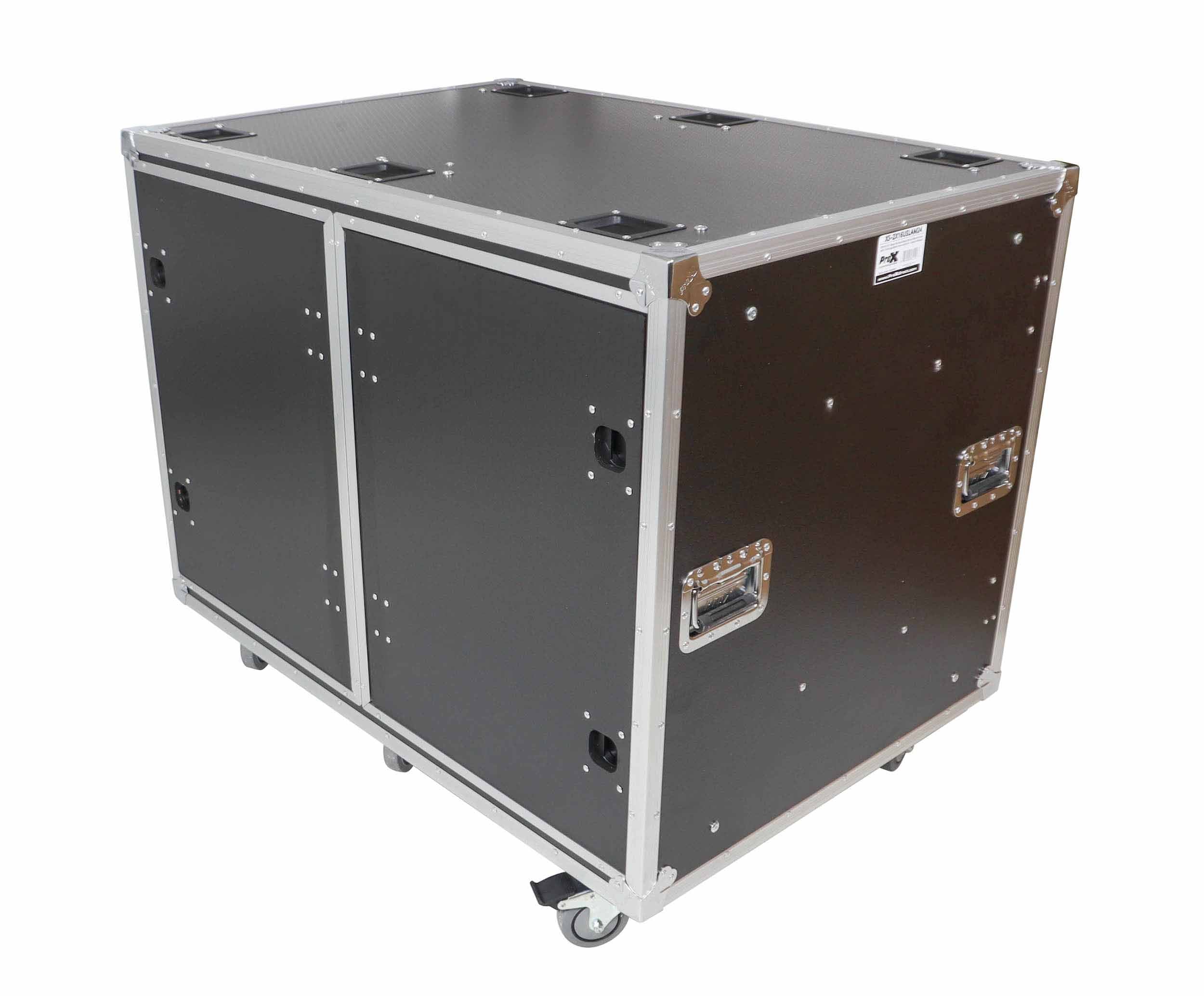 ProX 24" Deep Vertical Rack-to-Rack Shock Mount Case, 2 x 16U, with 2 Sliding Slam Doors and 6" x 4" Caster Wheels