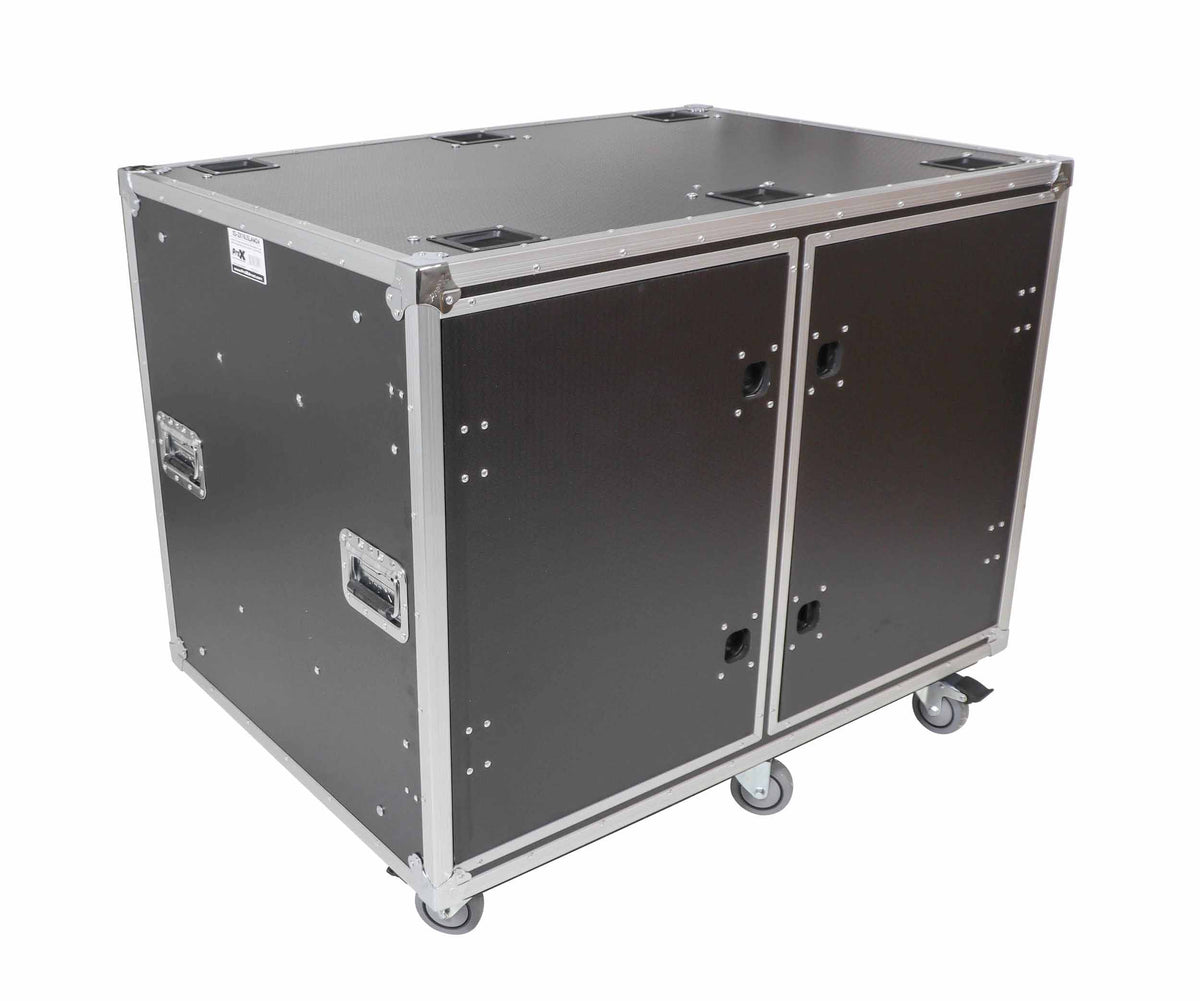 ProX 24" Deep Vertical Rack-to-Rack Shock Mount Case, 2 x 16U, with 2 Sliding Slam Doors and 6" x 4" Caster Wheels