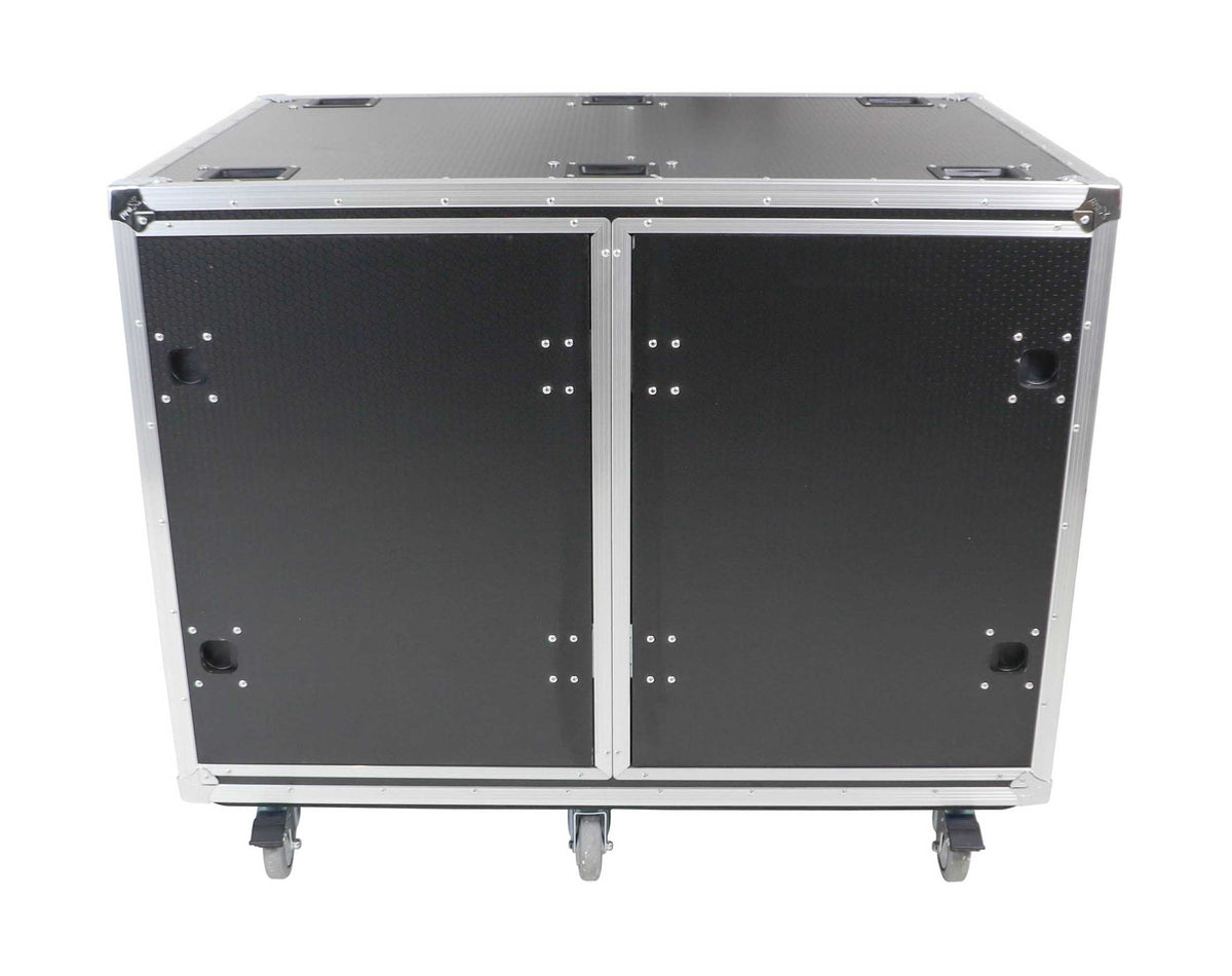 ProX 24" Deep Vertical Rack-to-Rack Shock Mount Case, 2 x 16U, with 2 Sliding Slam Doors and 6" x 4" Caster Wheels