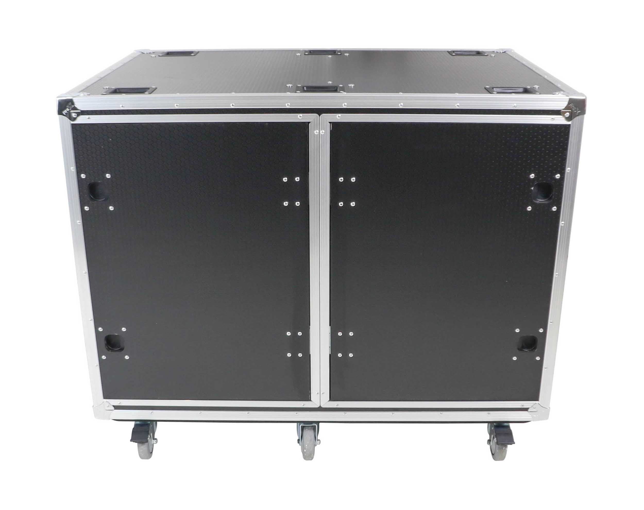 ProX 24" Deep Vertical Rack-to-Rack Shock Mount Case, 2 x 16U, with 2 Sliding Slam Doors and 6" x 4" Caster Wheels