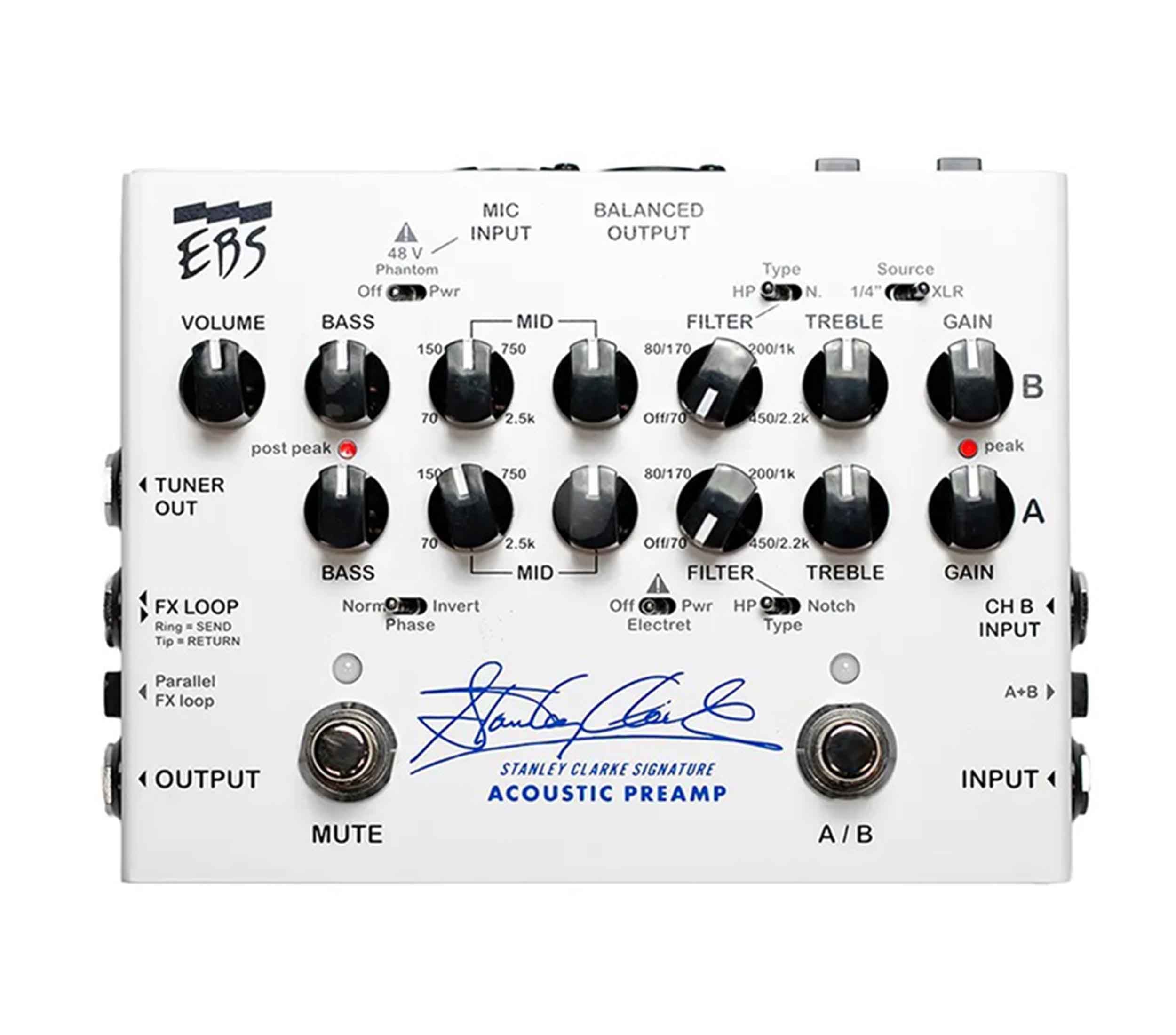 EBS Stanley Clarke Signature Acoustic Preamp Pedal with 2 Channels