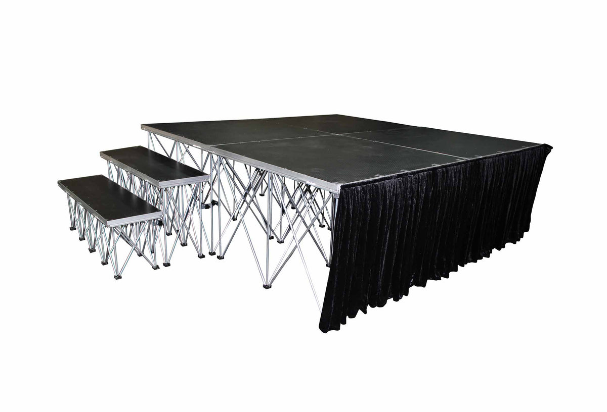 ProX XSQ-SKIRT16 Portable Stage Skirt Fire-Retardant Polyester Platform Skirting 16" × 8 Ft - Black