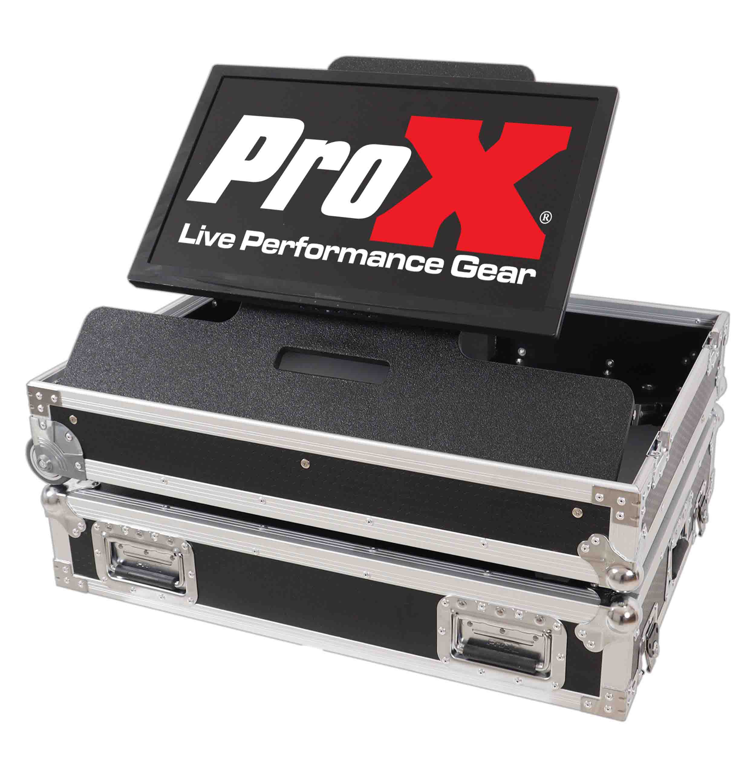 ProX XS-TV32FMW 32" LED Floor Monitor ATA Road Case with Adjustable Tilt and Low-Profile Wheels