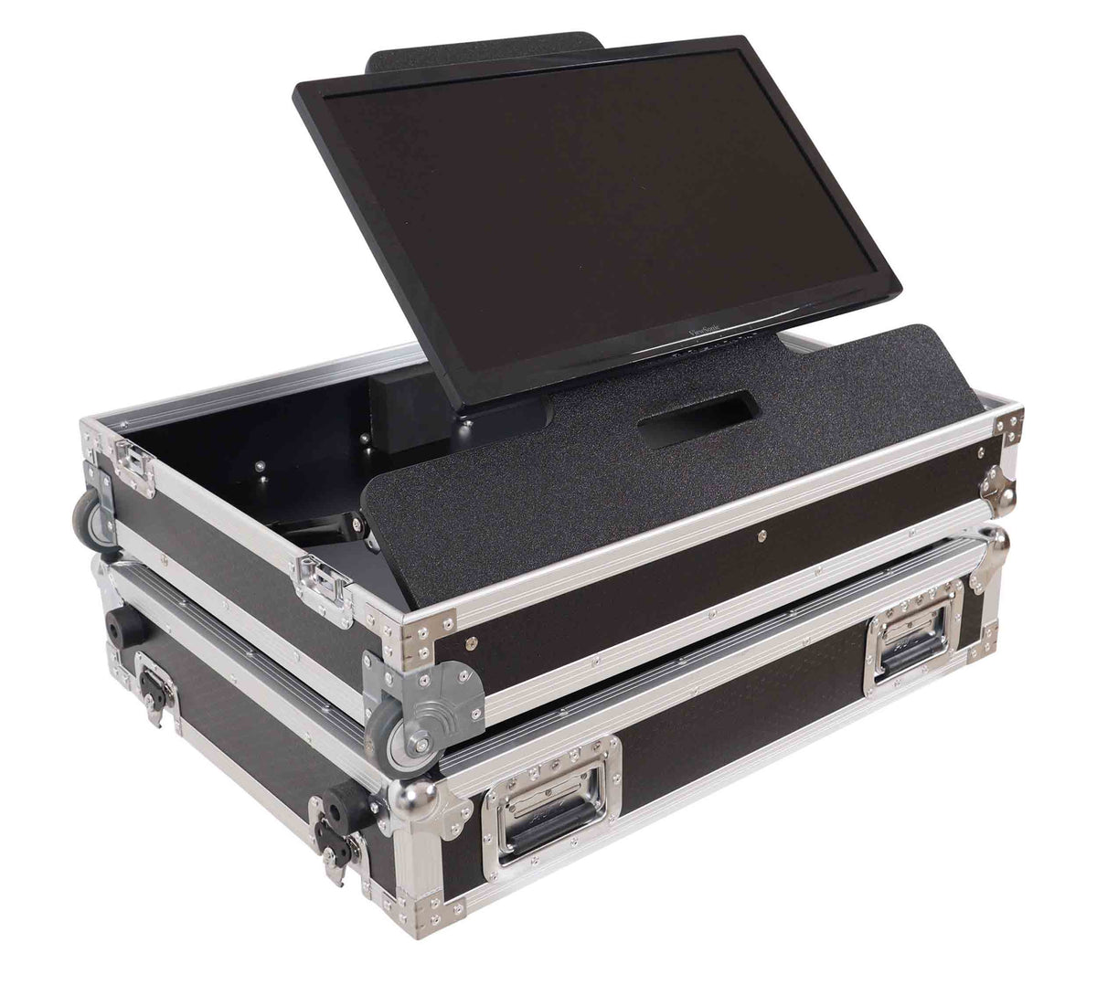 ProX XS-TV32FMW 32" LED Floor Monitor ATA Road Case with Adjustable Tilt and Low-Profile Wheels
