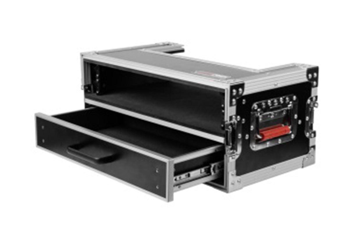 Gator GTOUR-2U-2UDR, ATA-Style 2U Rack Flight Case with 2U Storage Drawer
