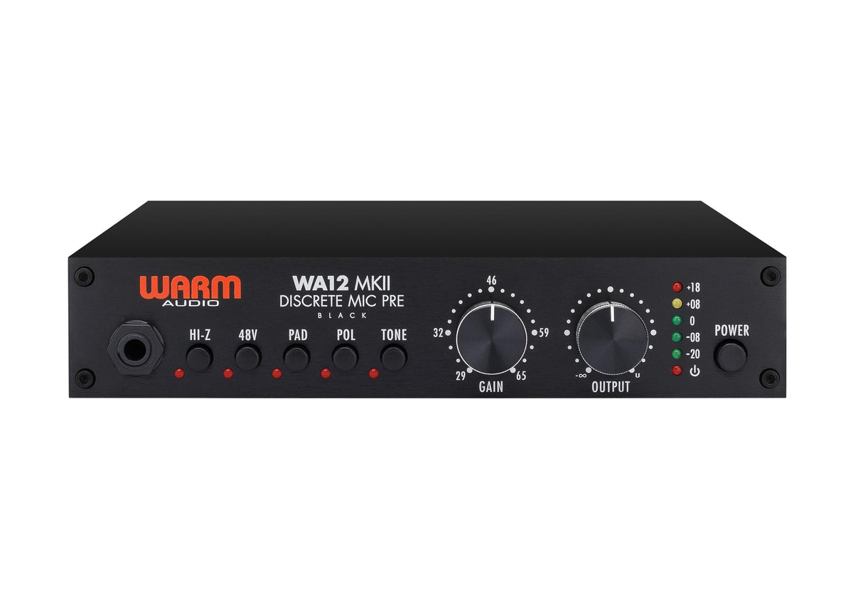 Warm Audio WA12 MKII Black Single-Channel Mic Preamp with 71 dB Gain and CineMag Transformers