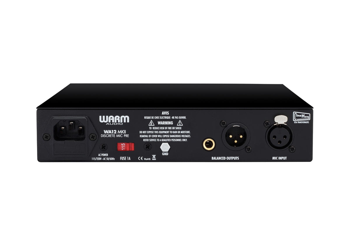 Warm Audio WA12 MKII Black Single-Channel Mic Preamp with 71 dB Gain and CineMag Transformers