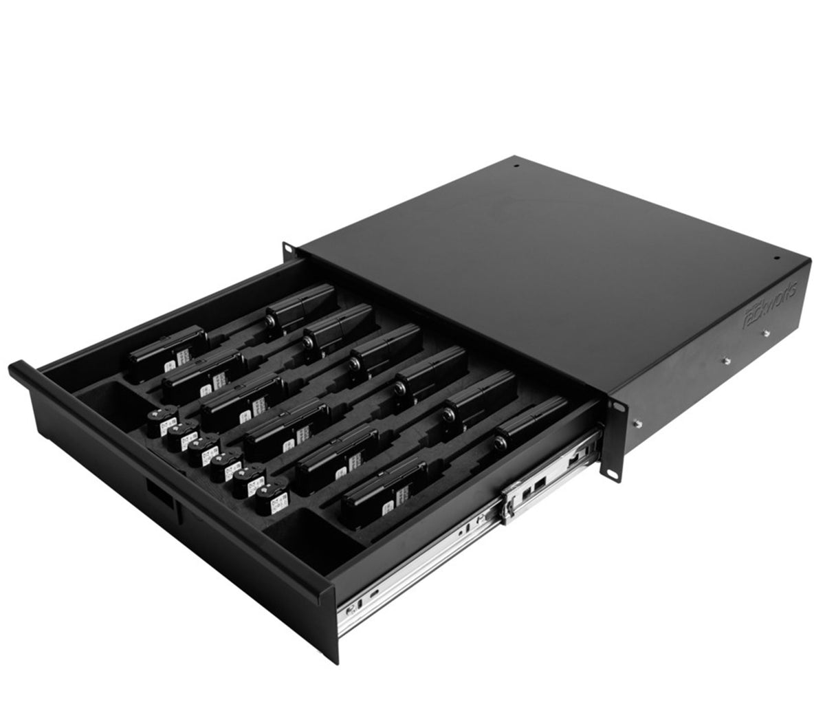 Gator Rackworks GRW-DRWBDYPK12, 2U Rack Drawer for 12 Wireless Body Packs
