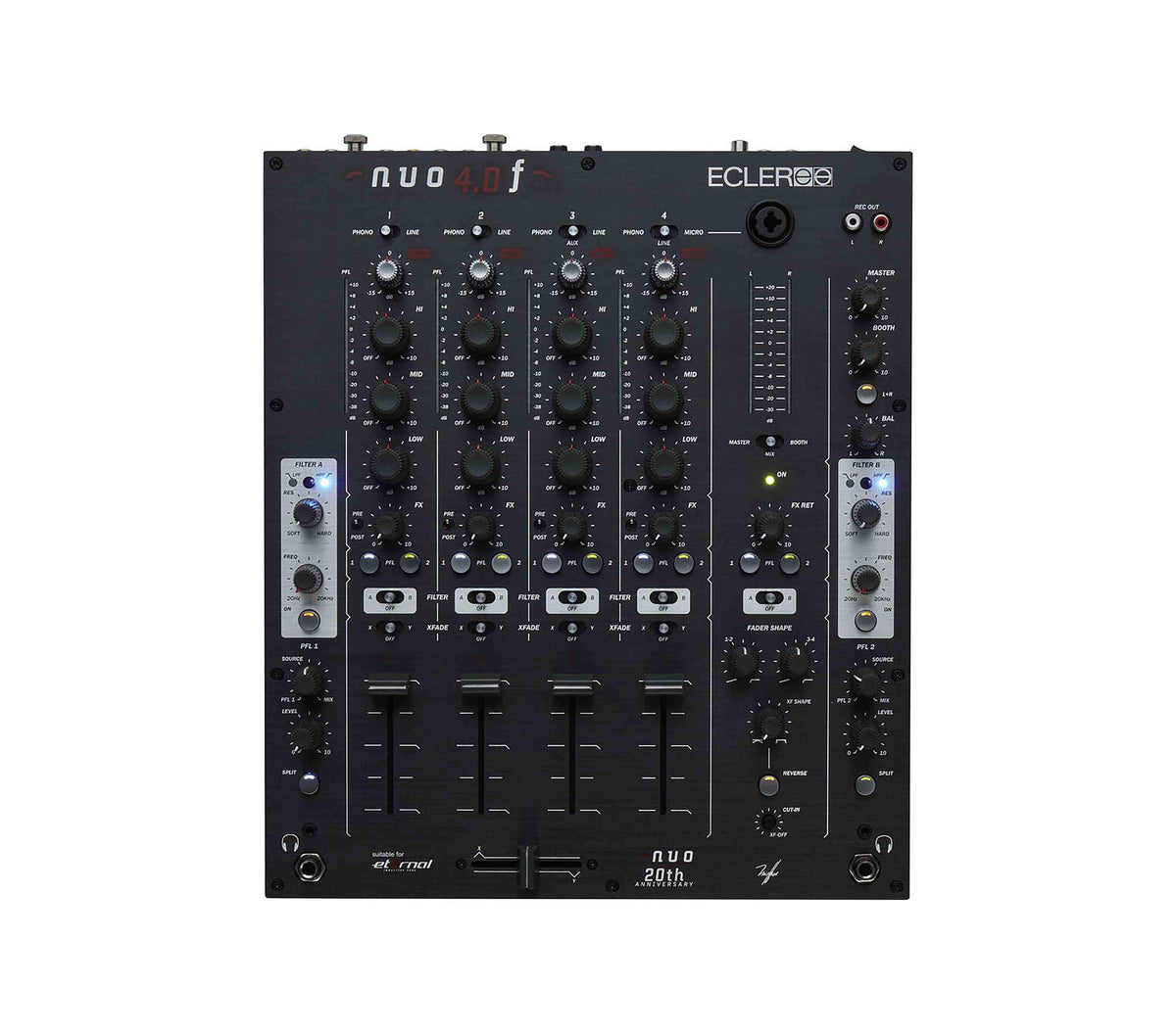 Ecler NUO-4.0F Professional 4-Channel Analogue DJ Mixer - Black Finish