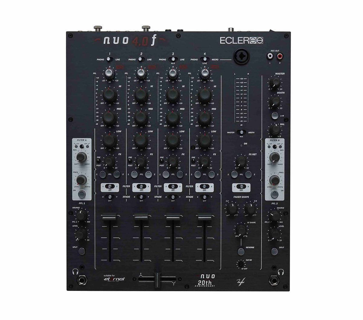 Ecler NUO-4.0F Professional 4-Channel Analogue DJ Mixer - Black Finish