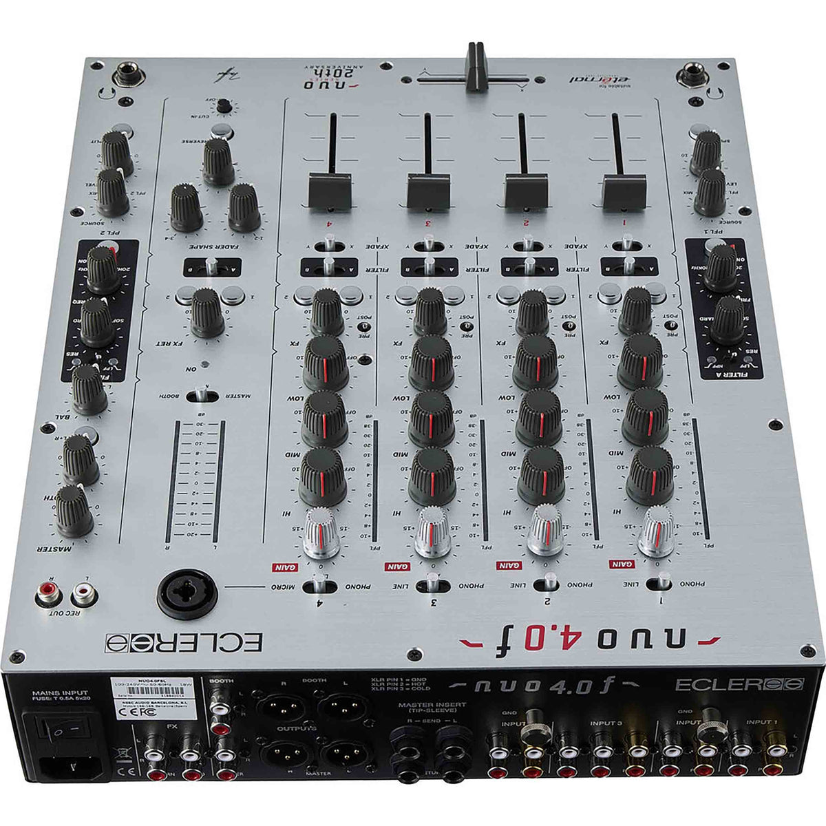 Ecler NUO-4.0F-SL Professional 4-Channel Analogue DJ Mixer – Silver Finish