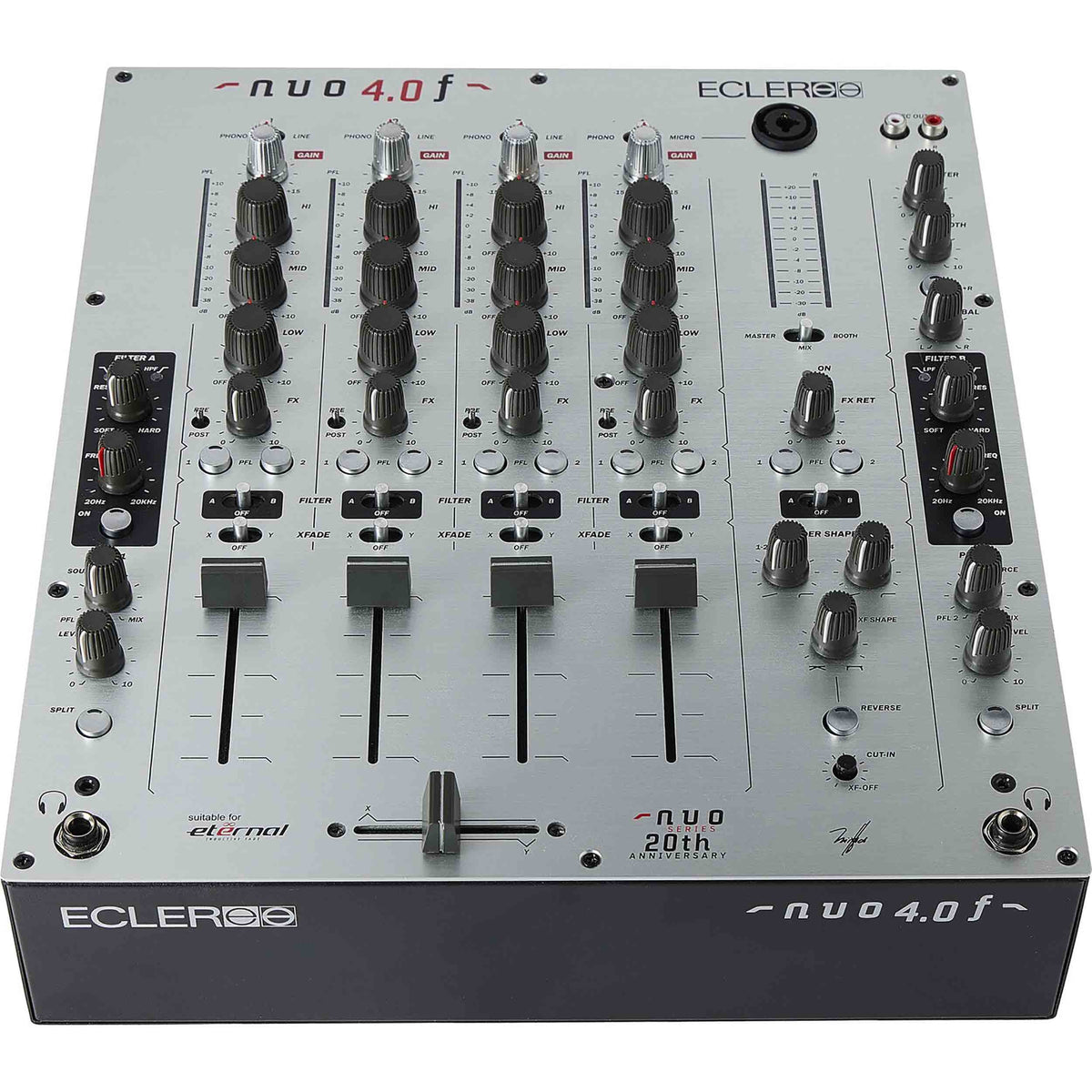 Ecler NUO-4.0F-SL Professional 4-Channel Analogue DJ Mixer – Silver Finish