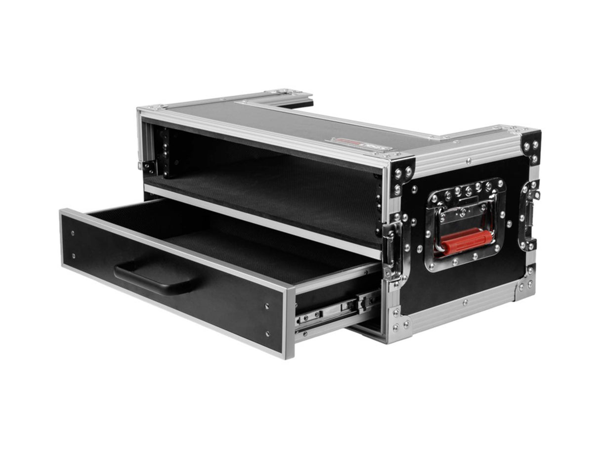 Gator GTOUR-2U-2UDR, ATA-Style 2U Rack Flight Case with 2U Storage Drawer