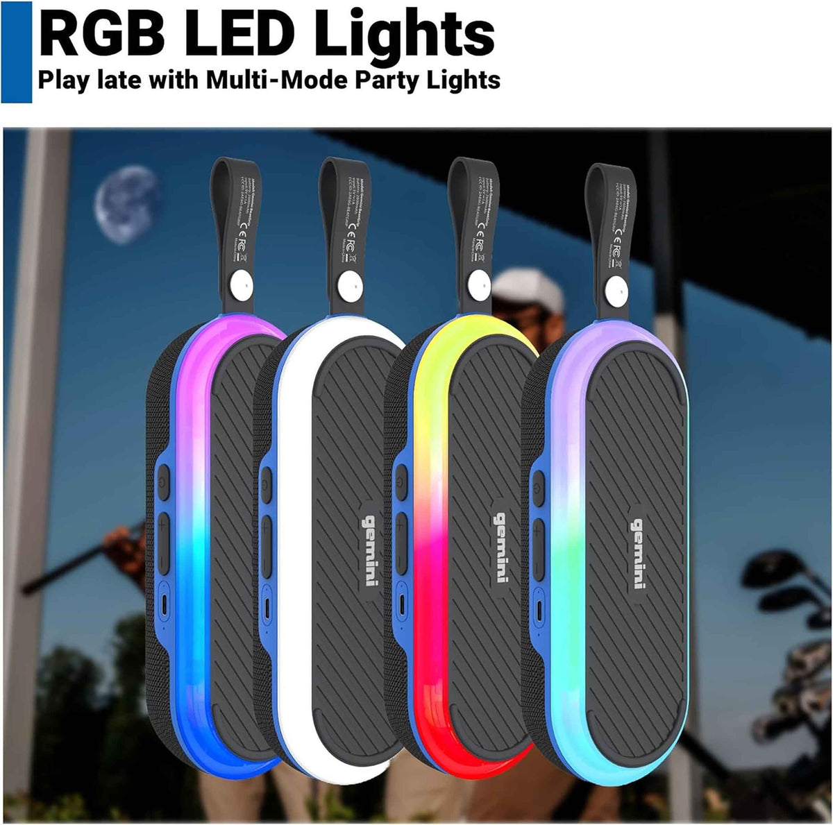Gemini Sound BEATGRIP magnetic Bluetooth Speaker, IPX6 Weather-Resistant, up to 12-hr Battery