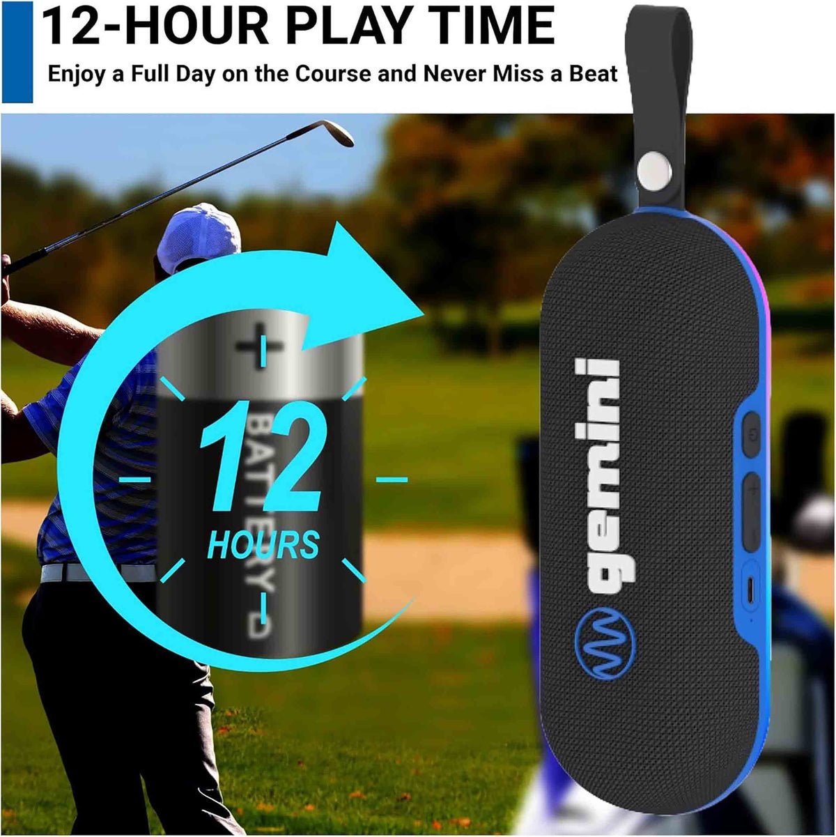 Gemini Sound BEATGRIP magnetic Bluetooth Speaker, IPX6 Weather-Resistant, up to 12-hr Battery