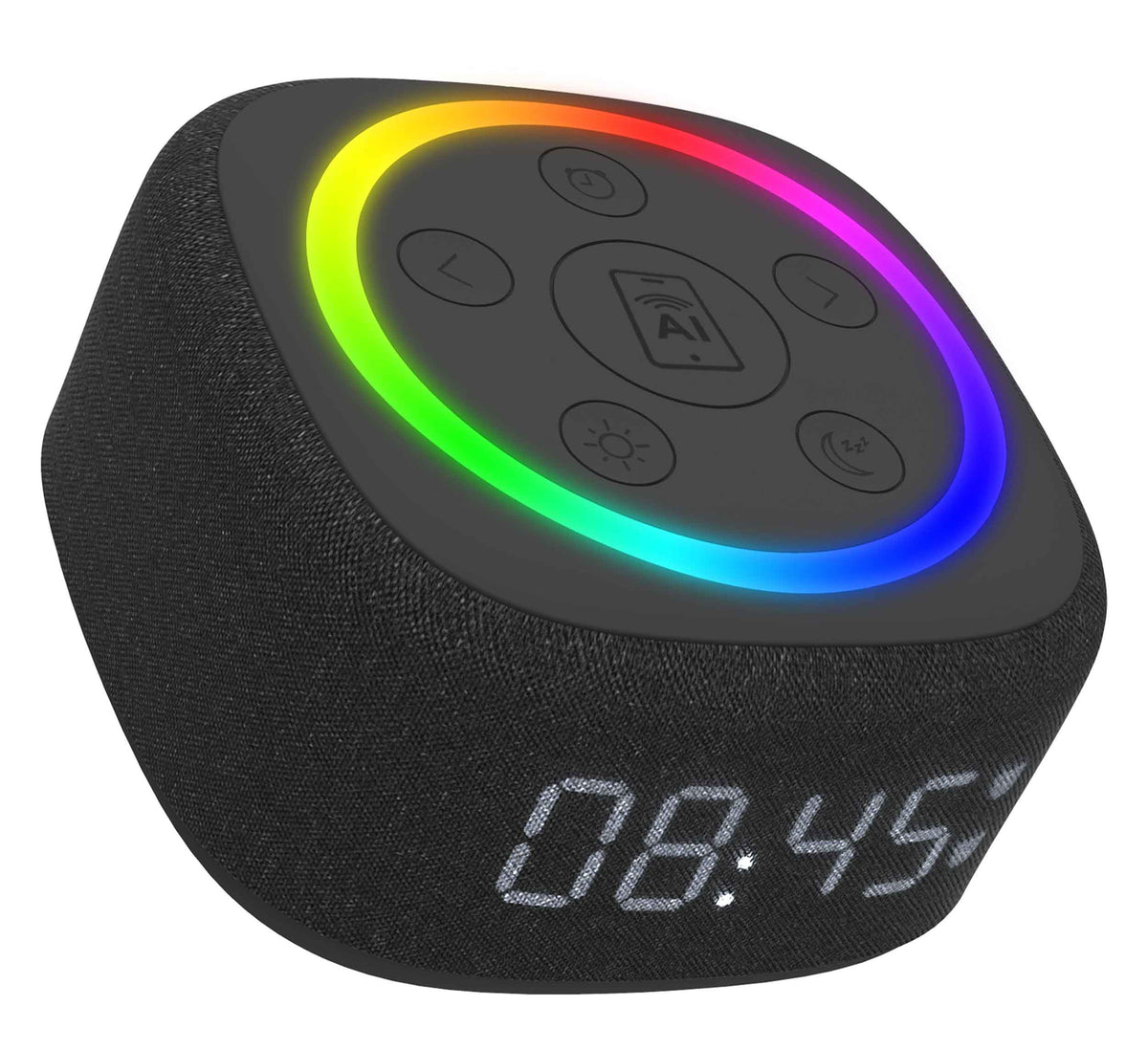 Gemini Sound BRS-180 Bluetooth Home Speaker, Night Light, 16 Sleep Sounds, LED Clock and Voice-Assistant Button - Black