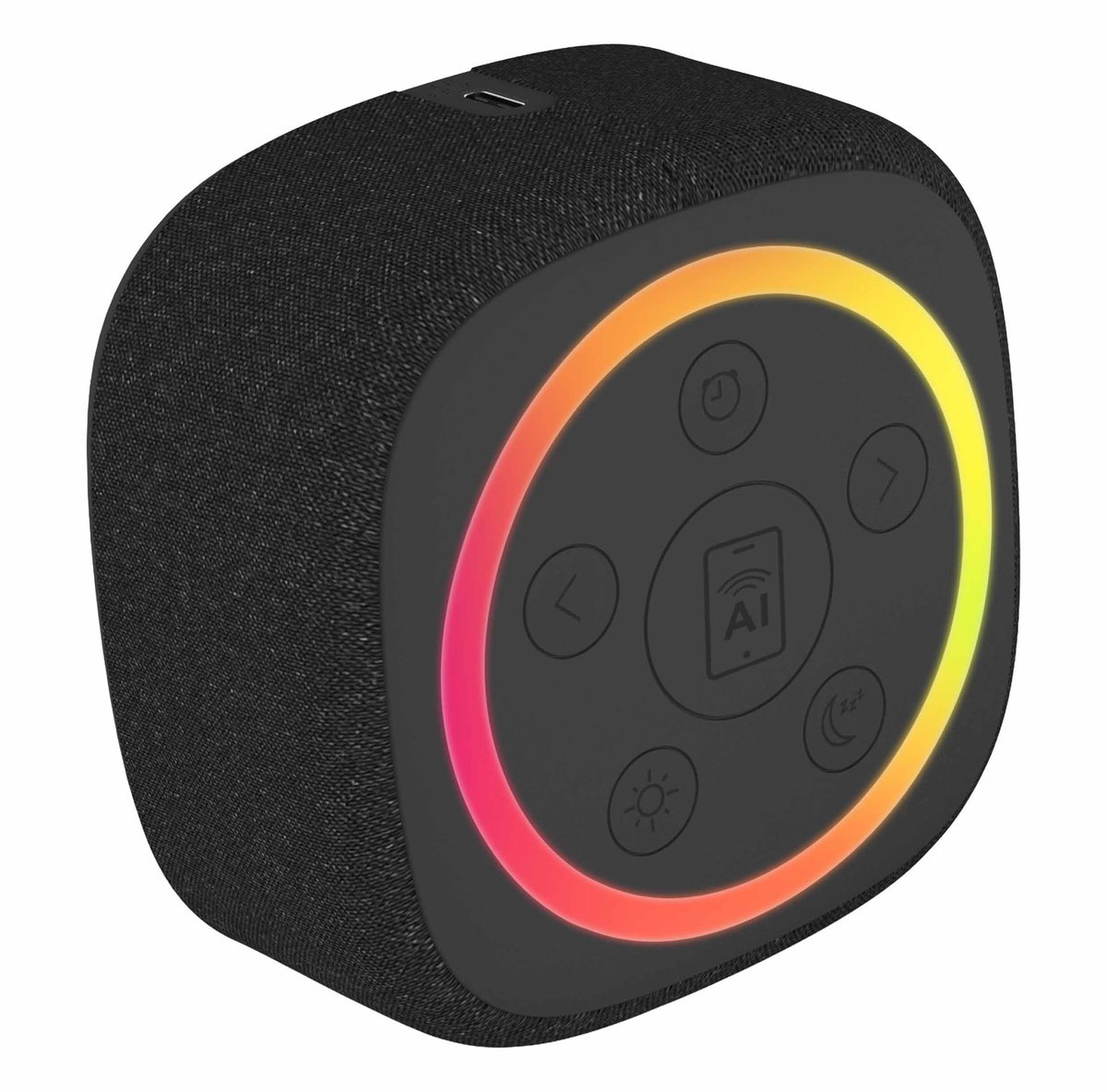 Gemini Sound BRS-180 Bluetooth Home Speaker, Night Light, 16 Sleep Sounds, LED Clock and Voice-Assistant Button - Black