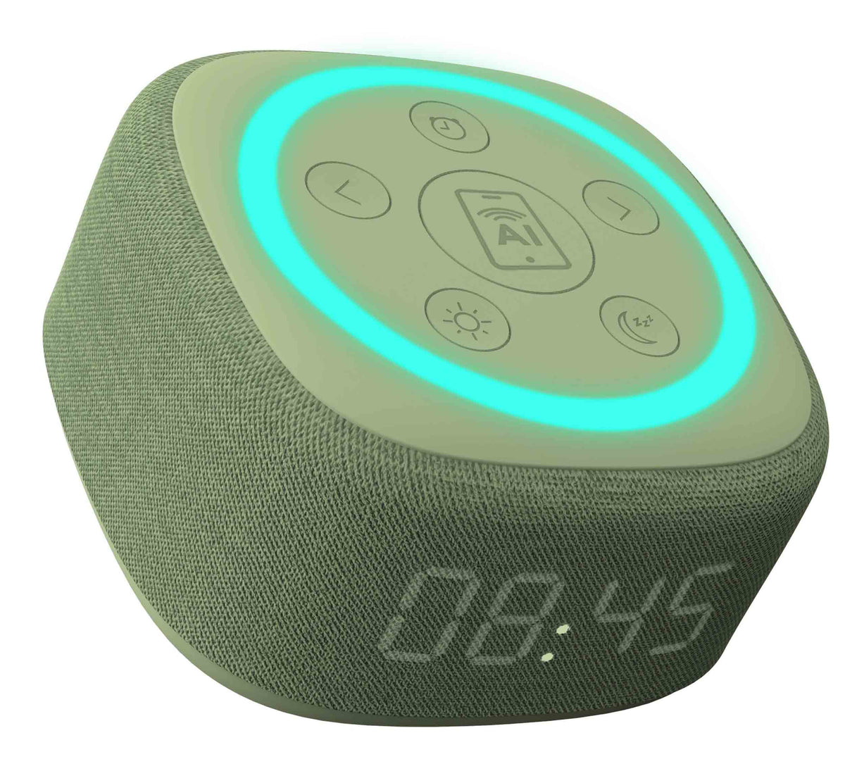 Gemini Sound BRS-180 Bluetooth Home Speaker, Night Light, 16 Sleep Sounds, LED Clock and Voice-Assistant Button - Green