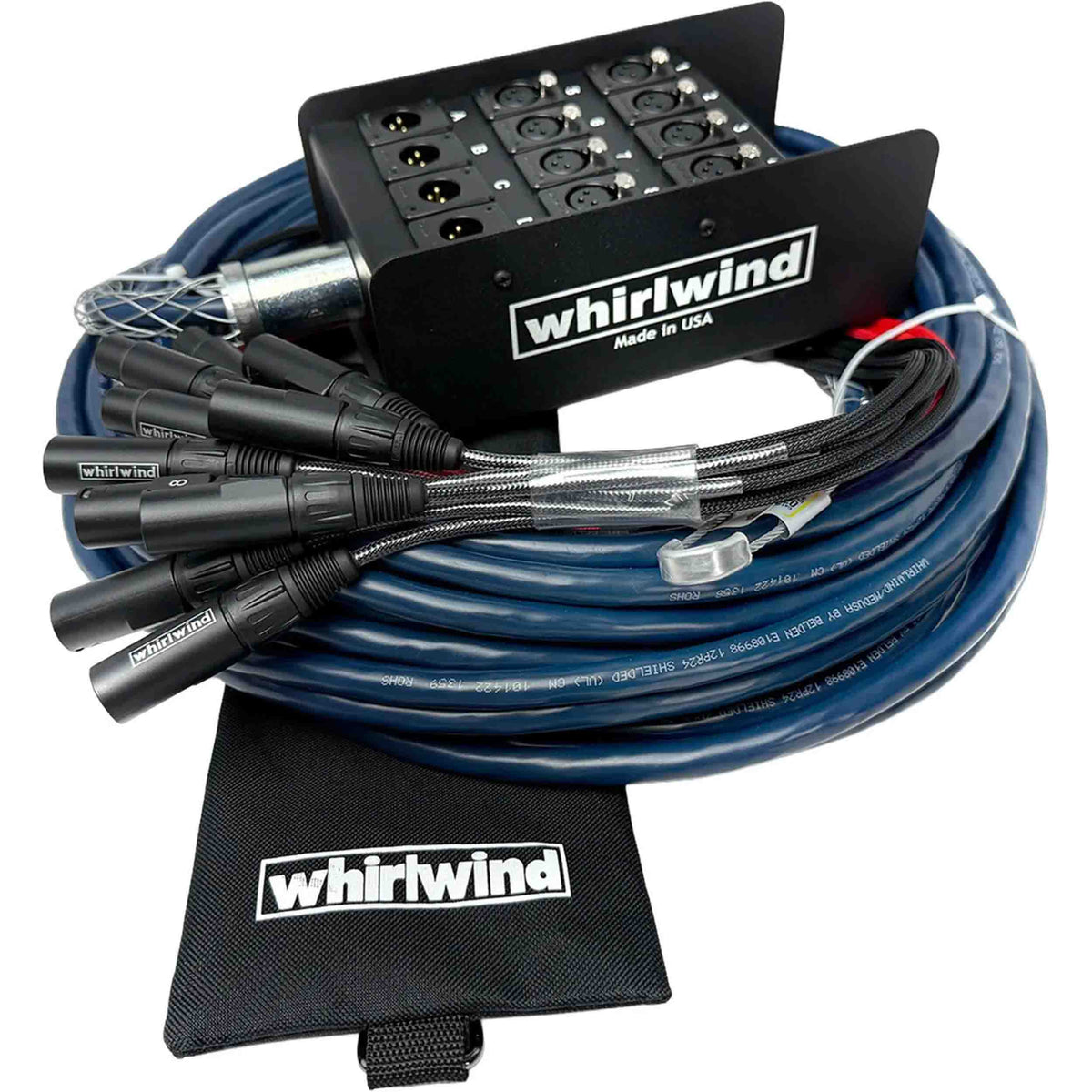 Whirlwind MS-12-4-XL-050 Medusa Standard Box to Fan Snake 12 XLR Sends, 4 XLR Returns - 50 ft