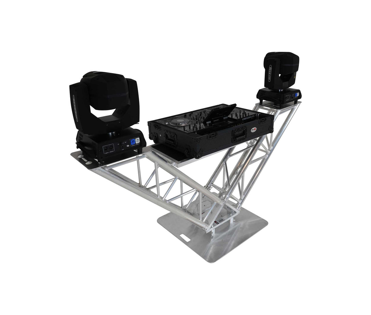 ProX XT-VERRAZANO30 VERRAZANO V-Shape Aluminum Truss DJ Table with Elevated Monitor Shelves