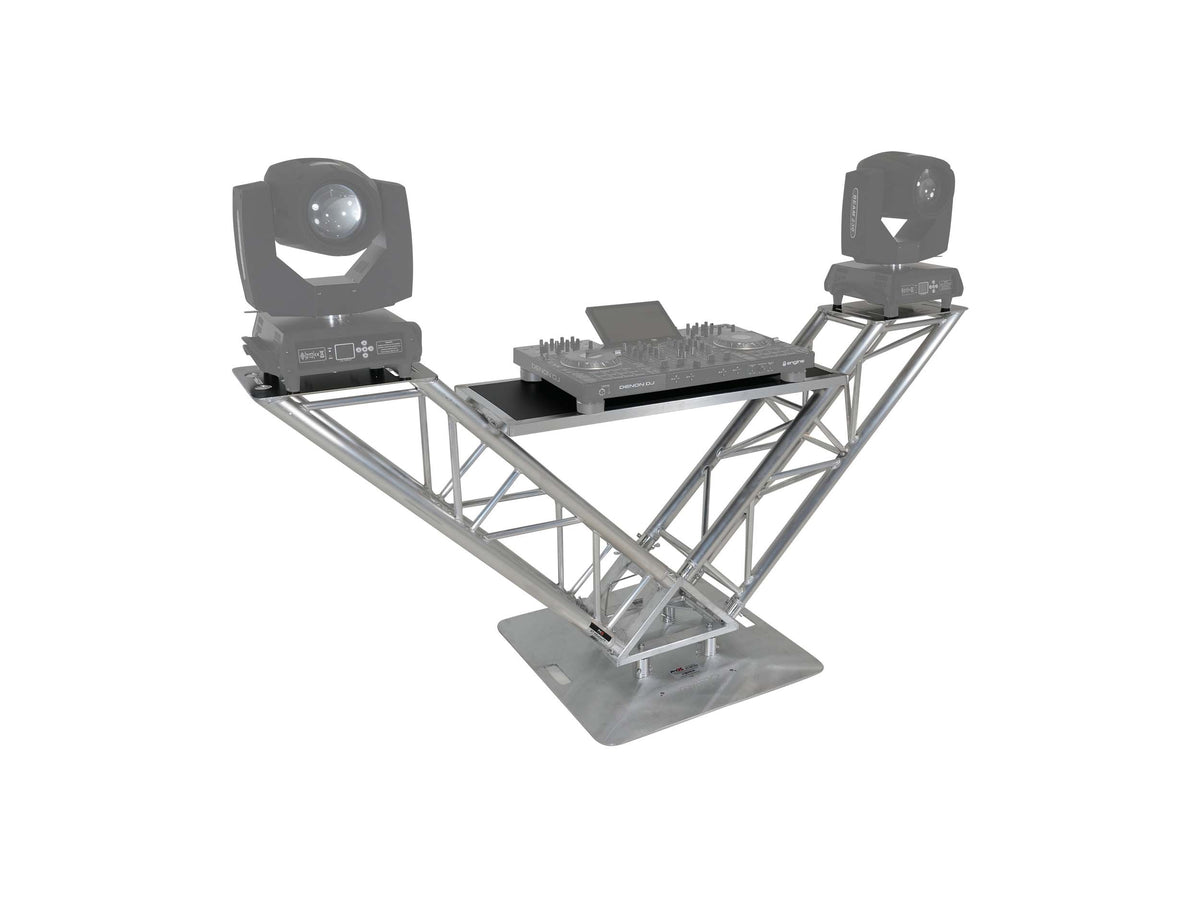 ProX XT-VERRAZANO30 VERRAZANO V-Shape Aluminum Truss DJ Table with Elevated Monitor Shelves