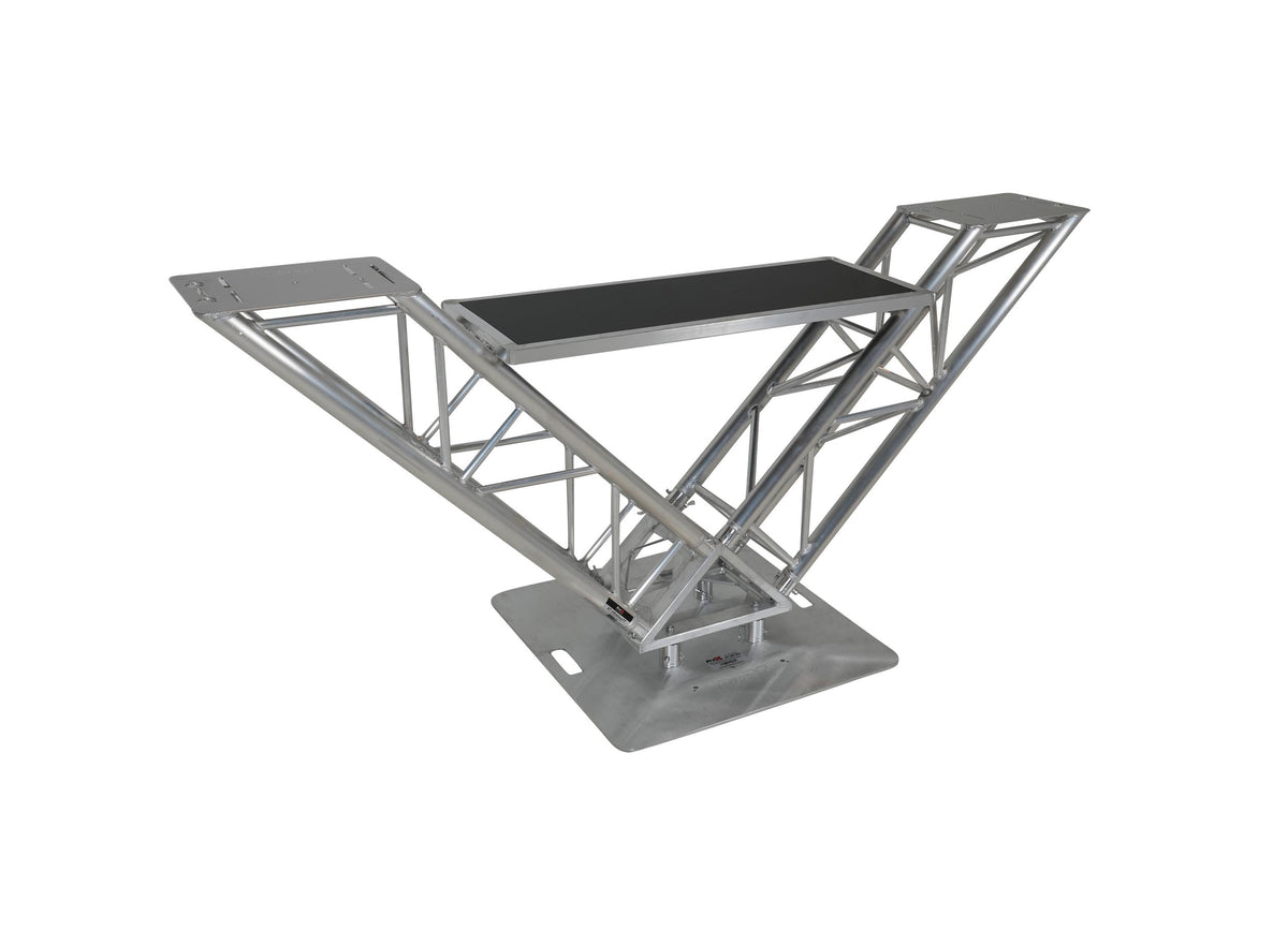 ProX XT-VERRAZANO30 VERRAZANO V-Shape Aluminum Truss DJ Table with Elevated Monitor Shelves