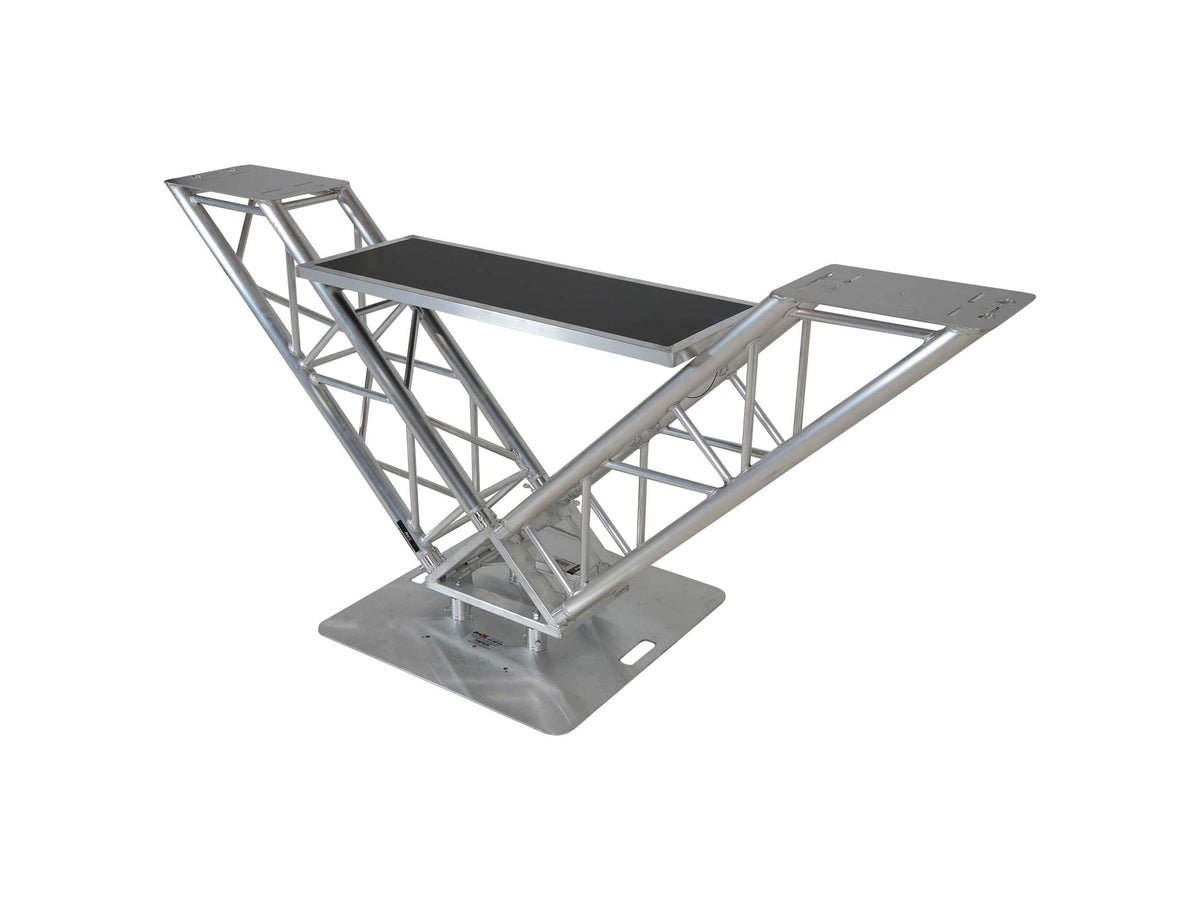 ProX XT-VERRAZANO30 VERRAZANO V-Shape Aluminum Truss DJ Table with Elevated Monitor Shelves