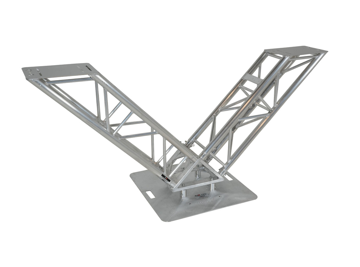 ProX XT-VERRAZANO30 VERRAZANO V-Shape Aluminum Truss DJ Table with Elevated Monitor Shelves