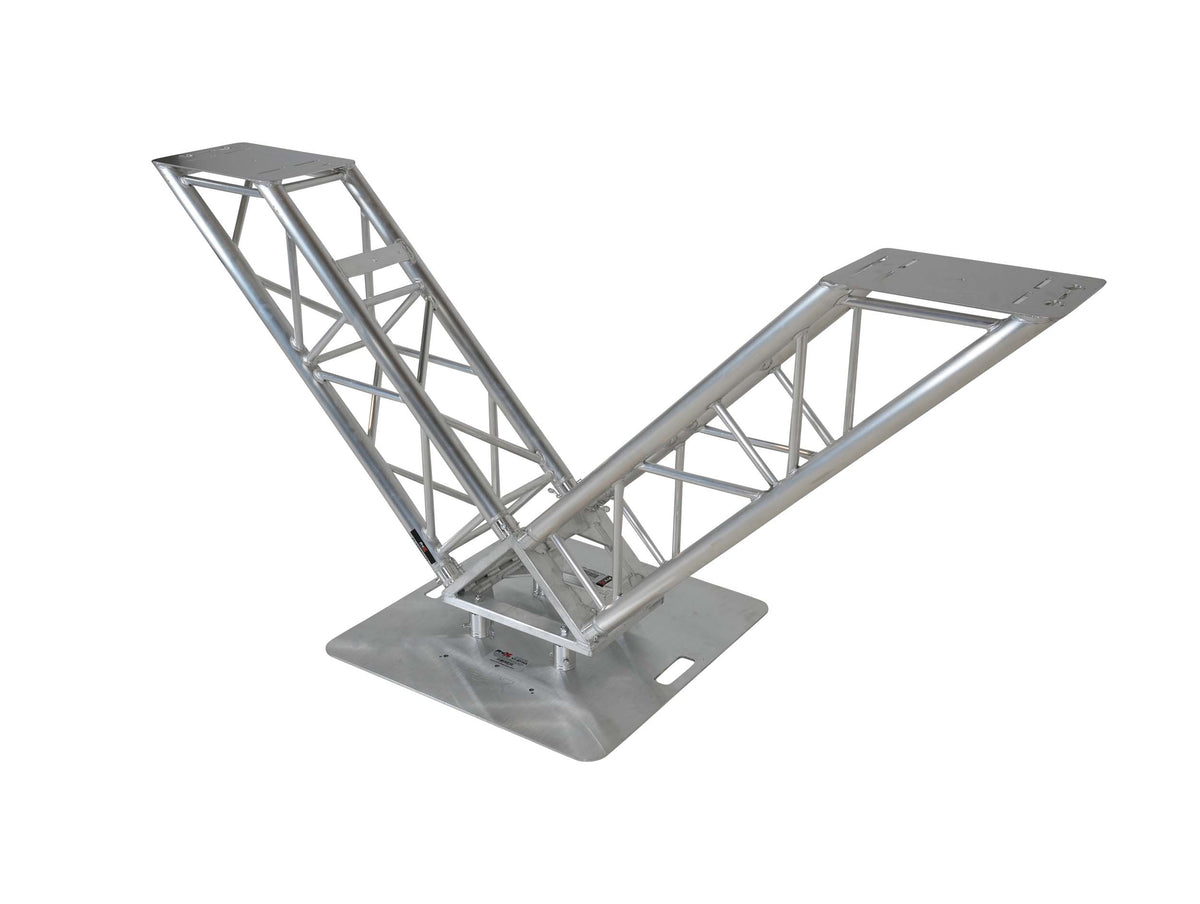 ProX XT-VERRAZANO30 VERRAZANO V-Shape Aluminum Truss DJ Table with Elevated Monitor Shelves