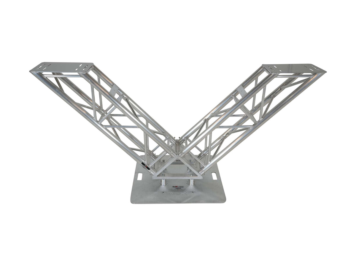 ProX XT-VERRAZANO30 VERRAZANO V-Shape Aluminum Truss DJ Table with Elevated Monitor Shelves