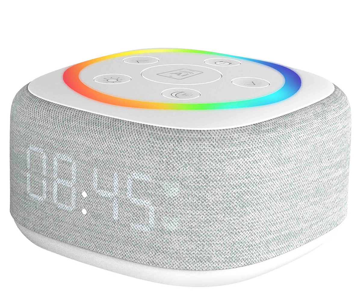 Gemini Sound BRS-180 Bluetooth Home Speaker, Night Light, 16 Sleep Sounds, LED Clock and Voice-Assistant Button - White