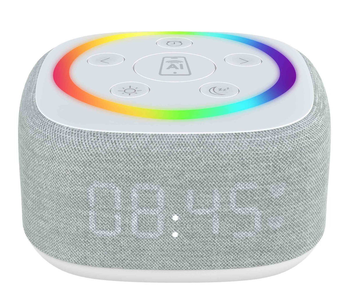 Gemini Sound BRS-180 Bluetooth Home Speaker, Night Light, 16 Sleep Sounds, LED Clock and Voice-Assistant Button - White