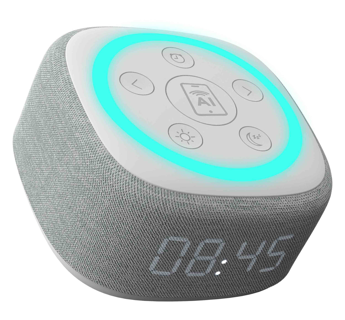 Gemini Sound BRS-180 Bluetooth Home Speaker, Night Light, 16 Sleep Sounds, LED Clock and Voice-Assistant Button - White