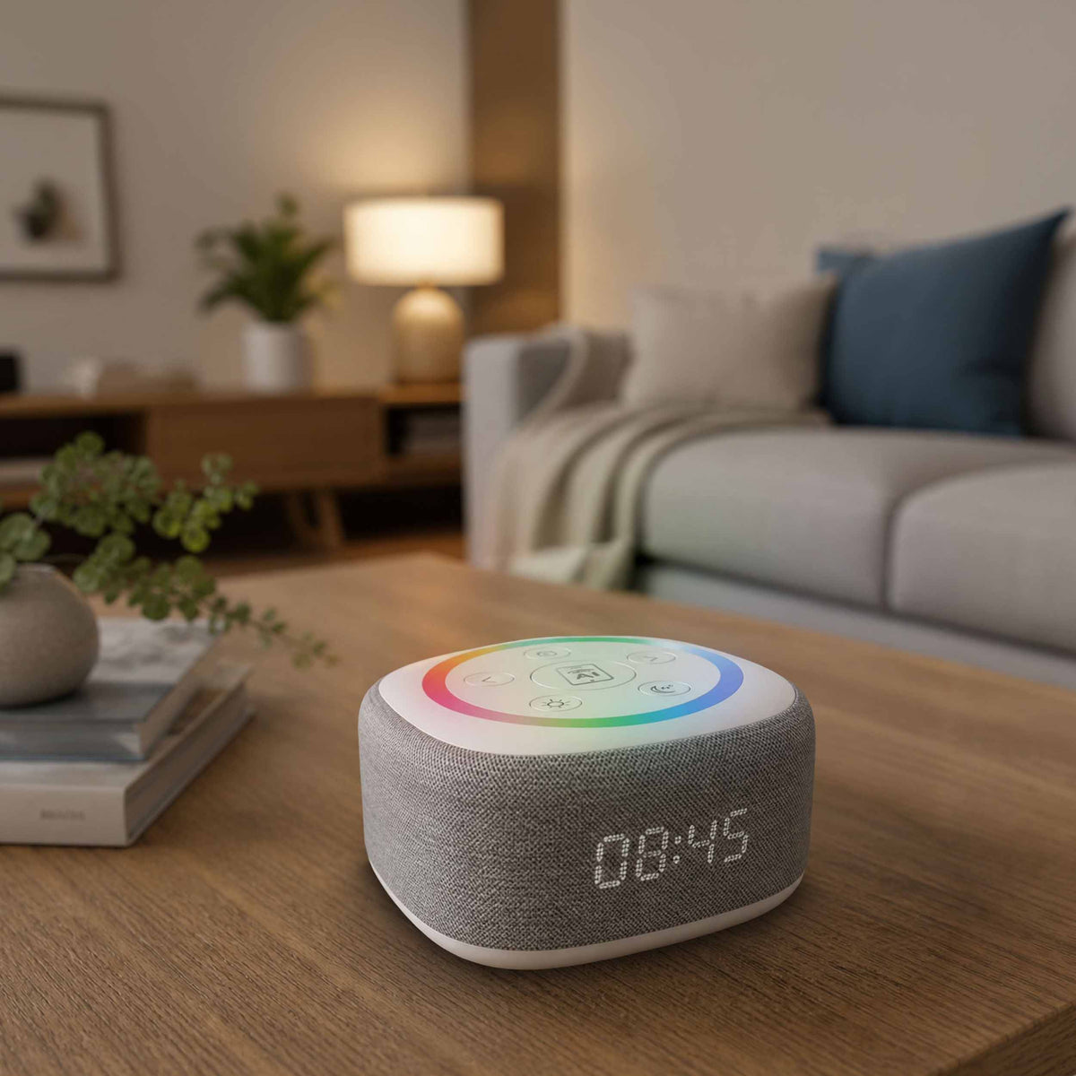 Gemini Sound BRS-180 Bluetooth Home Speaker, Night Light, 16 Sleep Sounds, LED Clock and Voice-Assistant Button - White