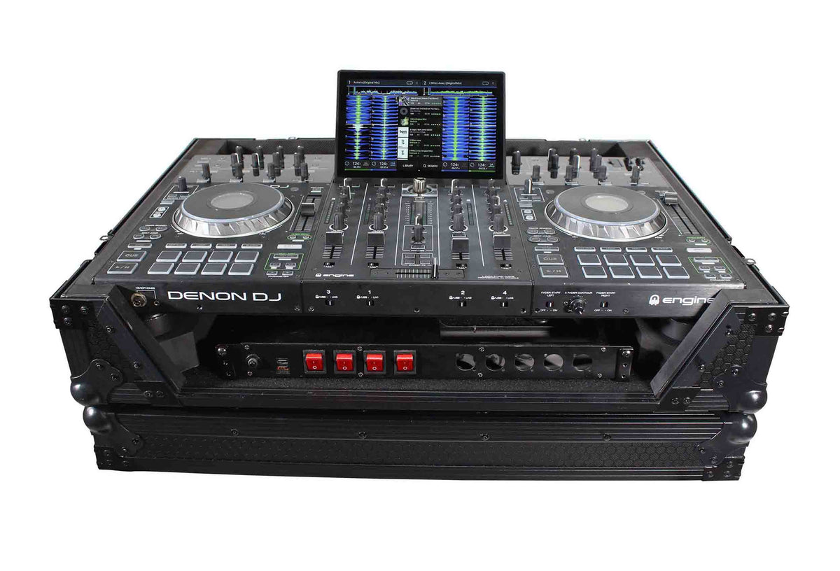 ProX XS-PRIME4MK2WBL ATA Flight Case with Wheels for Denon DJ PRIME 4 G2 PRIME 4 MK2 Controller 1U Rack Space, Black Finish