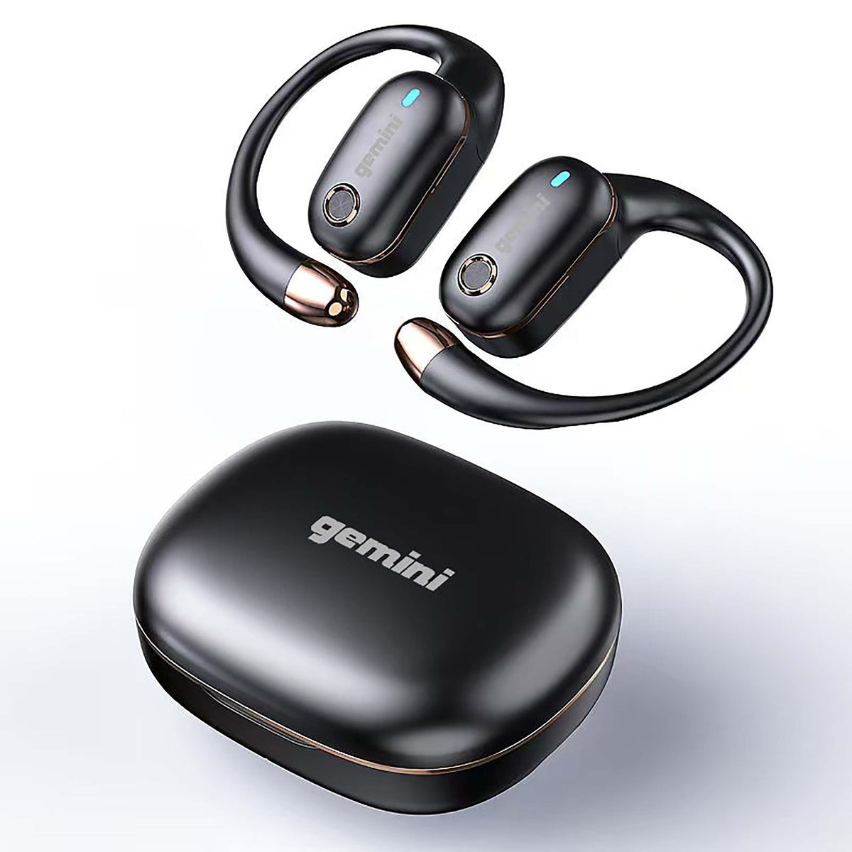 Gemini Sound GEBX-200 open-ear Bluetooth Earbuds, Bluetooth 6.0, Dual 13mm Drivers, 24+ Hours with Charging Case