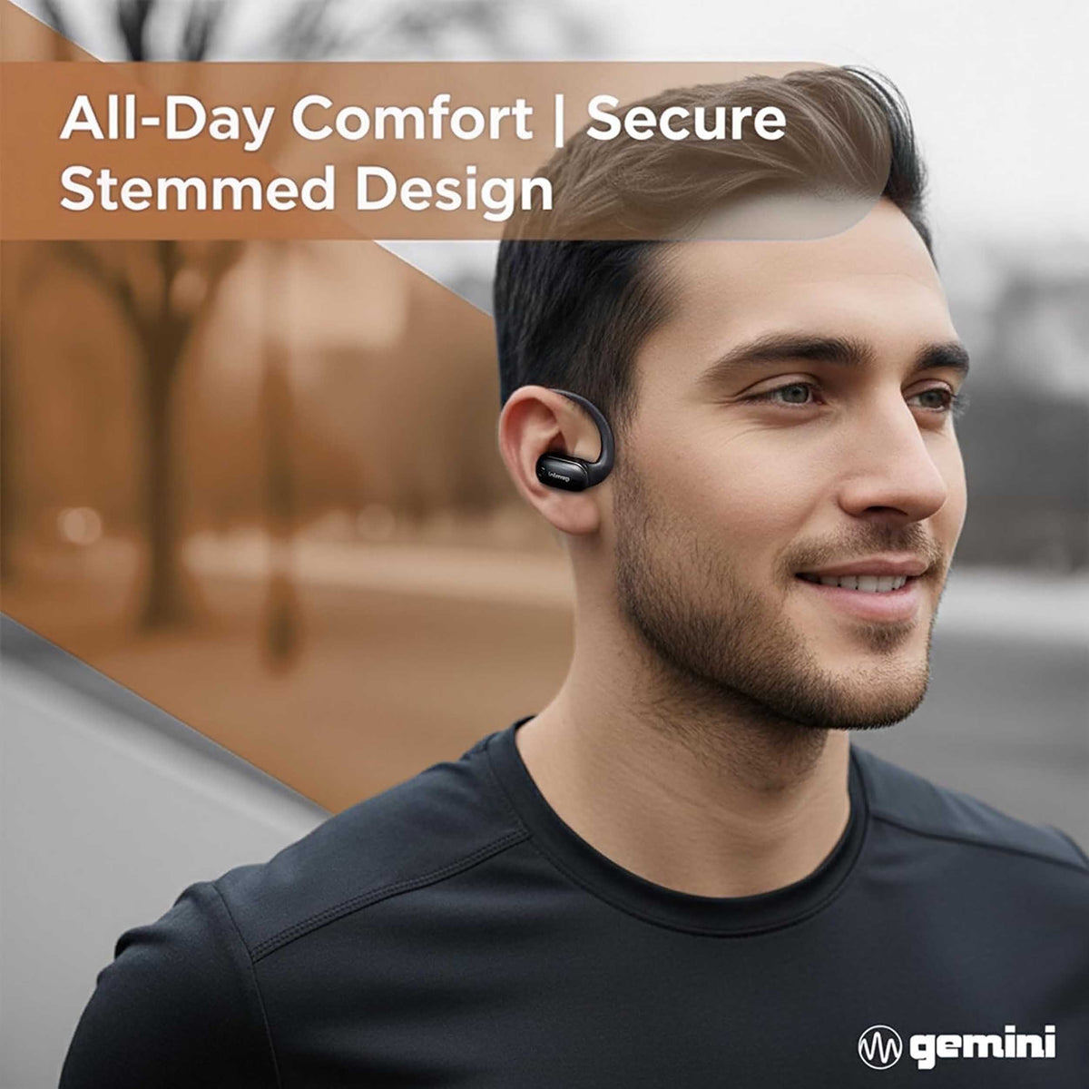 Gemini Sound GEBX-200 open-ear Bluetooth Earbuds, Bluetooth 6.0, Dual 13mm Drivers, 24+ Hours with Charging Case