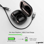 Gemini Sound GEBX-200 open-ear Bluetooth Earbuds, Bluetooth 6.0, Dual 13mm Drivers, 24+ Hours with Charging Case