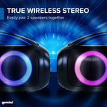 Gemini Sound GGO-230L Portable Bluetooth Boombox with LED Party Lighting, Dual 3" Woofers, 7-Hour Battery