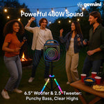 Gemini Sound GPK-200PK Portable Bluetooth Karaoke Machine, 2 Wireless Microphones, Light-up Tripod, 6.5" Woofer