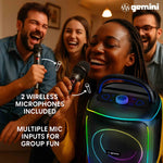 Gemini Sound GPK-200PK Portable Bluetooth Karaoke Machine, 2 Wireless Microphones, Light-up Tripod, 6.5" Woofer