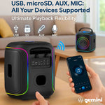 Gemini Sound GPK-200PK Portable Bluetooth Karaoke Machine, 2 Wireless Microphones, Light-up Tripod, 6.5" Woofer