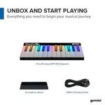 Gemini Sound GPP-101 Expandable Wireless MIDI Keyboard, 24 Light-up keys, Bluetooth 5.0, Magnetic Expansion to 72 keys