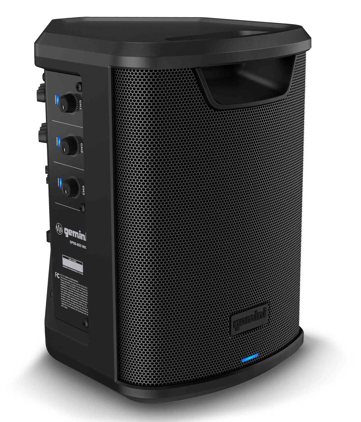 Gemini Sound GPSS-650 MKII Portable Rechargeable Bluetooth PA Speaker, 400W, 6.5" Coaxial, 3-Channel Mixer with Reverb