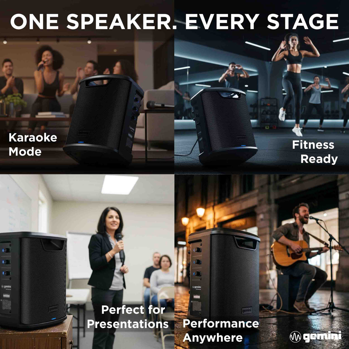 Gemini Sound GPSS-650 MKII Portable Rechargeable Bluetooth PA Speaker, 400W, 6.5" Coaxial, 3-Channel Mixer with Reverb