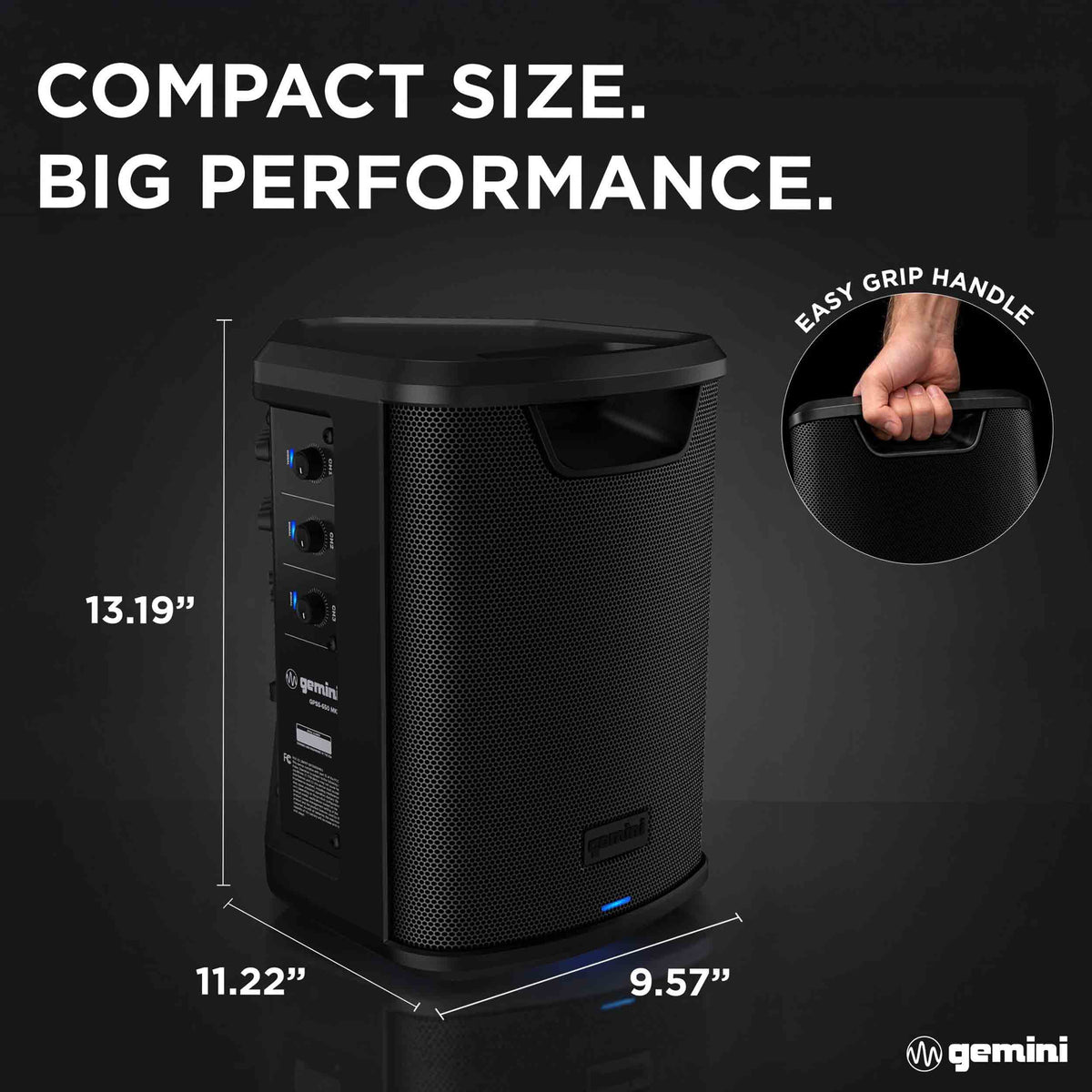 Gemini Sound GPSS-650 MKII Portable Rechargeable Bluetooth PA Speaker, 400W, 6.5" Coaxial, 3-Channel Mixer with Reverb