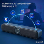 Gemini Sound GSBR-20 Portable Bluetooth Soundbar, 3.5-hr Battery