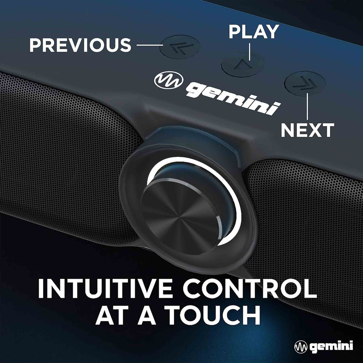 Gemini Sound GSBR-20 Portable Bluetooth Soundbar, 3.5-hr Battery